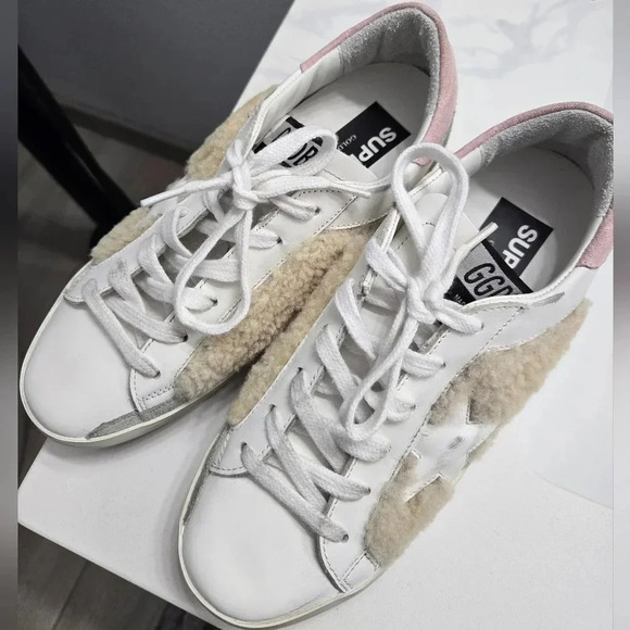Golden Goose Leather & Shearling Trim Sneakers - Picture 15 of 17